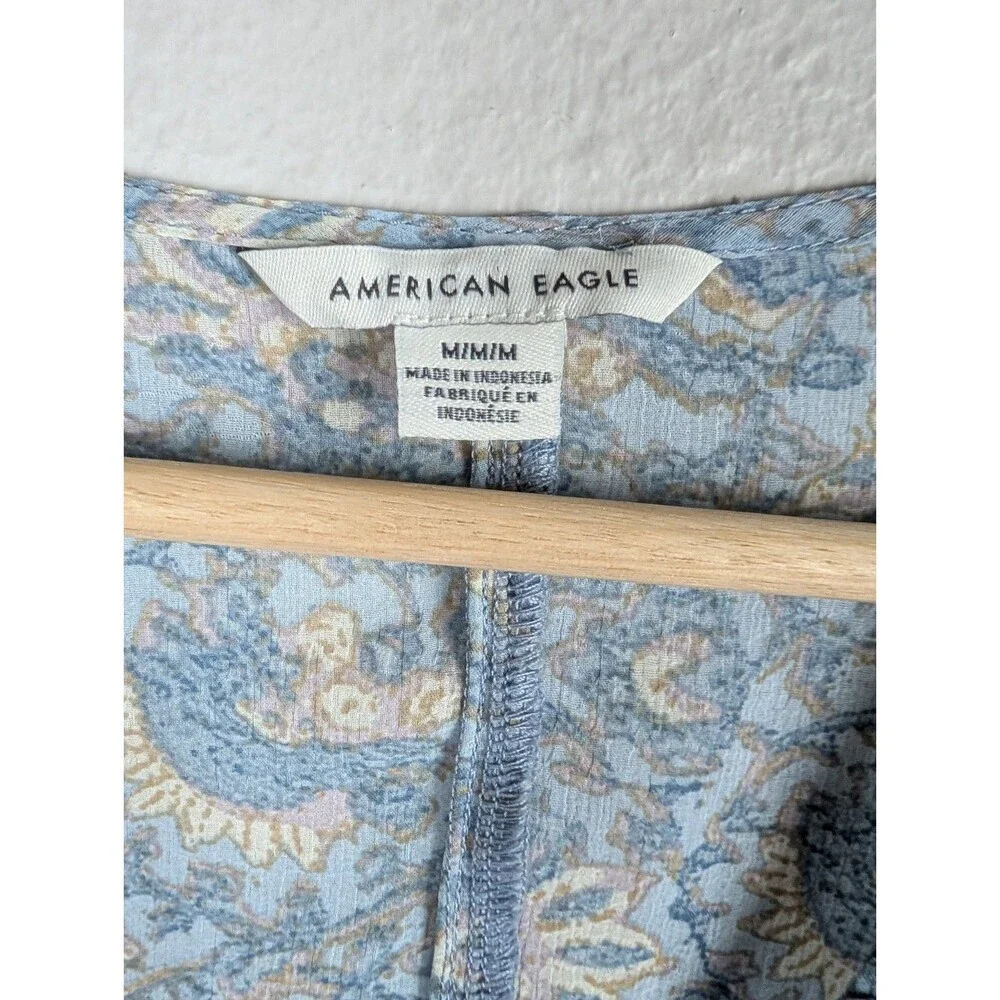 American Eagle Paisley Ruffle‎ Sheer Top - Size Medium - Picture 3 of 7